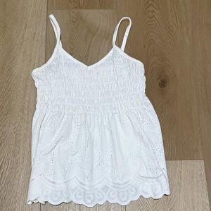 URBAN Romantics White Eyelet Smocked Tank